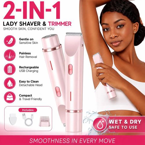 Double Head Electric Shaver + Trimmer  Painless Women's Grooming Tool