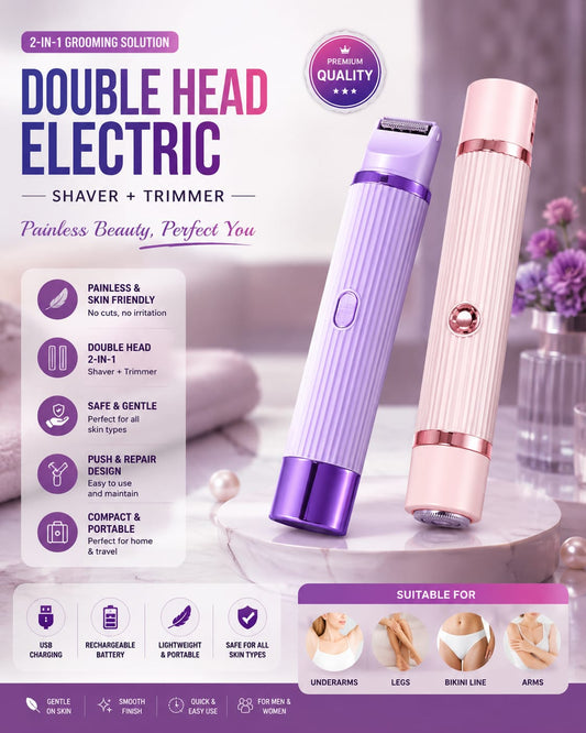 Double Head Electric Shaver + Trimmer  Painless Women's Grooming Tool