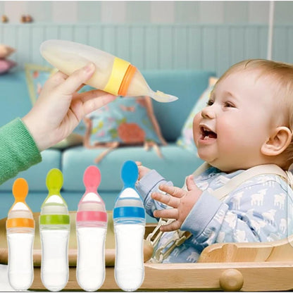 Silicone Squeeze Feeder Spoon  Baby Food Feeding Bottle