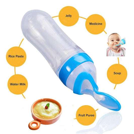 Silicone Squeeze Feeder Spoon  Baby Food Feeding Bottle